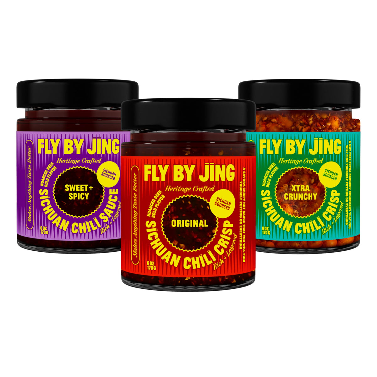 Flybyjing Original Chili Crisp jar adds crispy umami to meals.