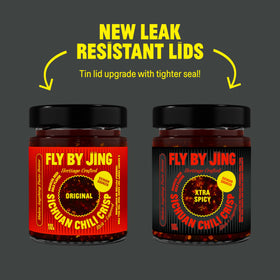 FlyByJing Original bottle with ingredients emphasizes umami richness.