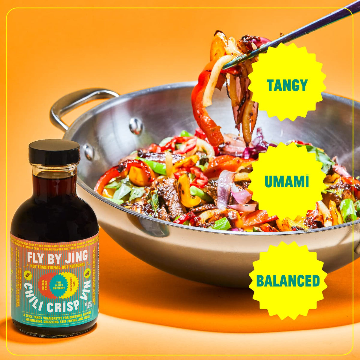 FLYBYJING Spicy Vinaigrette over noodles brightens cold noodles with savory depth.