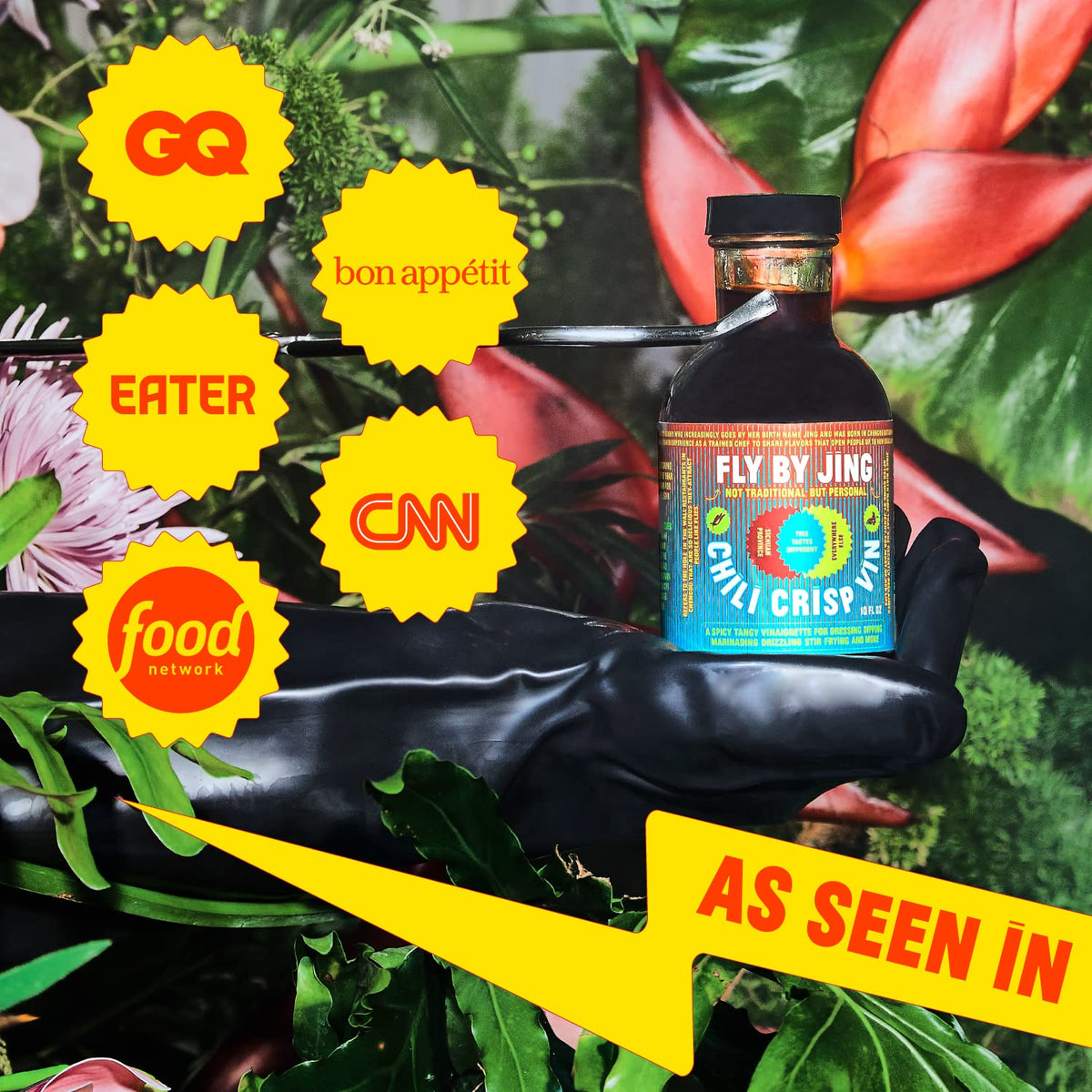 FLYBYJING Spicy Vinaigrette sesame oil splash enriches vegetables with umami notes.