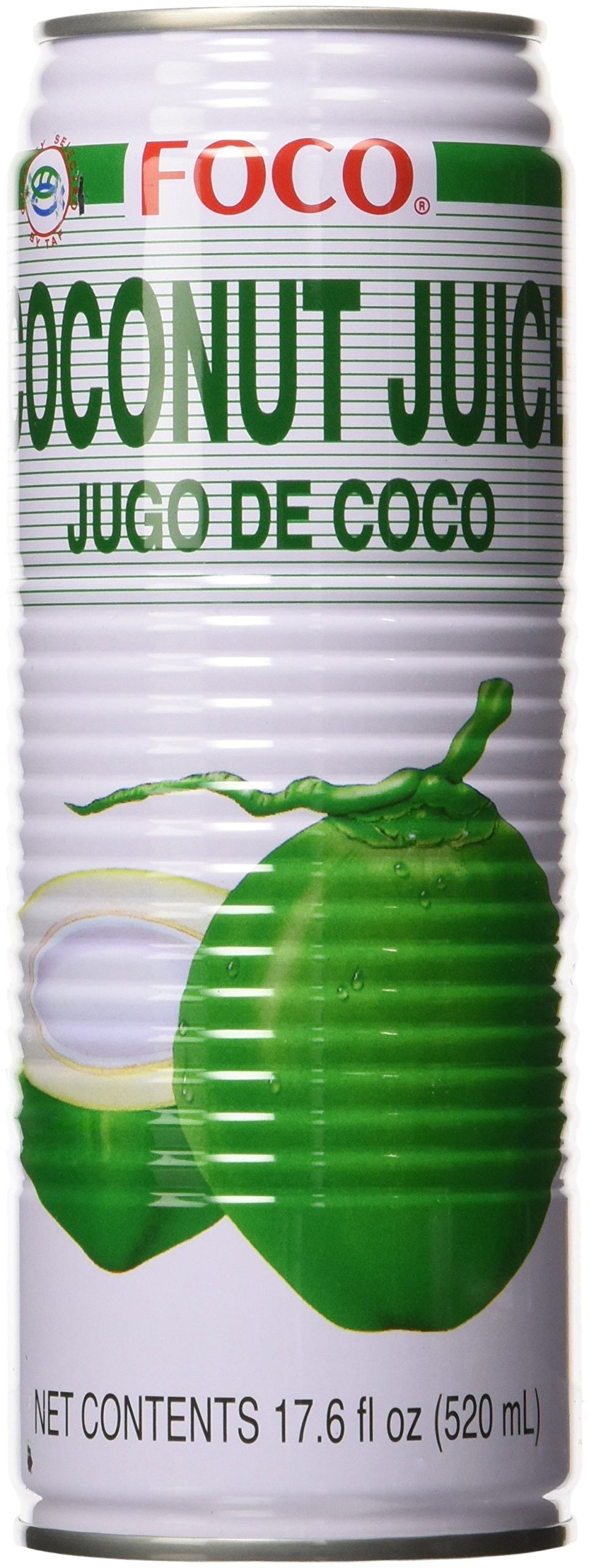 FOCO Coconut Juice can front view, tropical refresher for on-the-go hydration