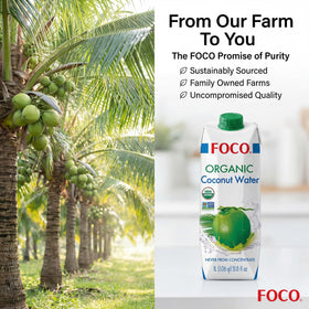 FOCO coconut water pack on kitchen counter for daily hydration