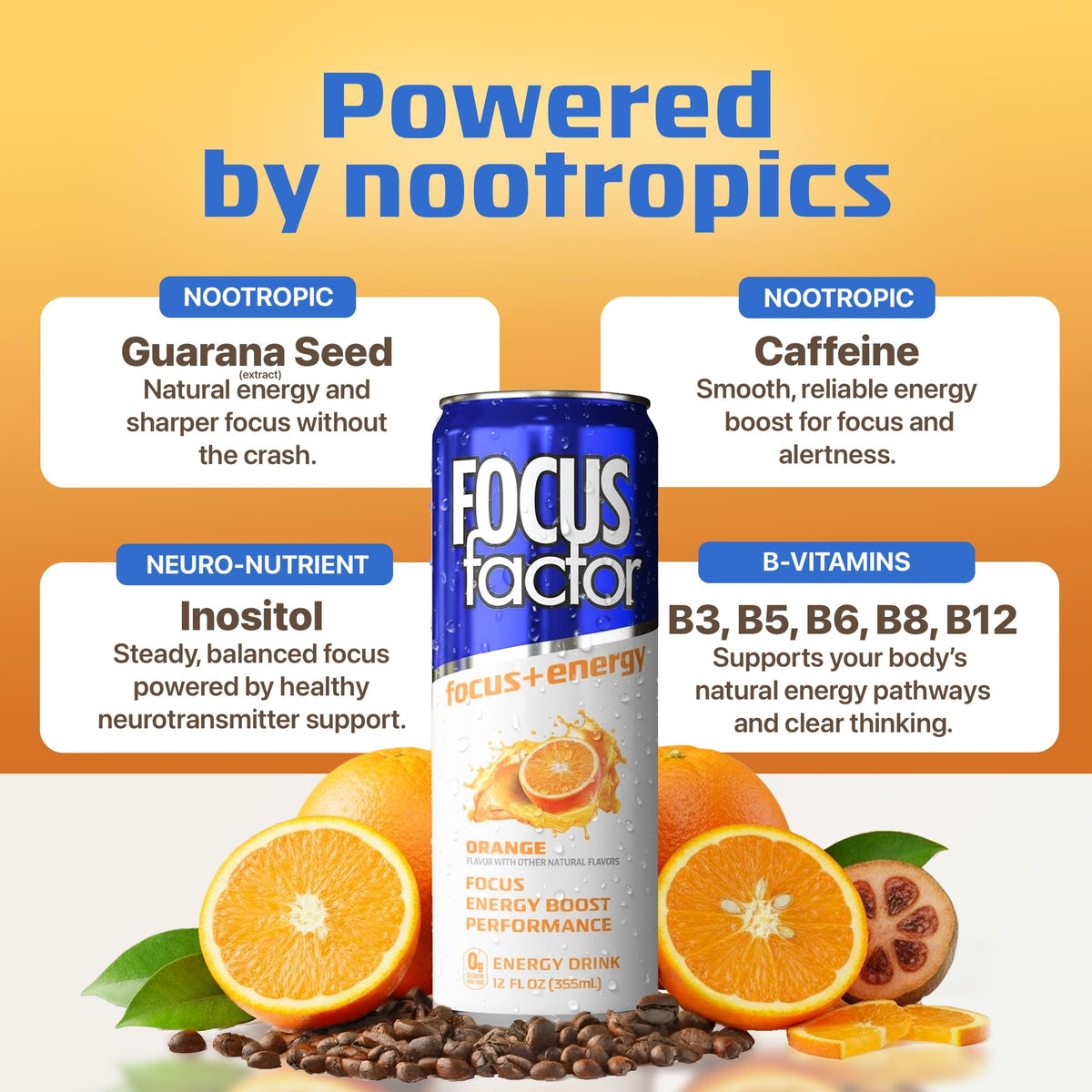 Focus Factor orange energy drink multi-pack on display