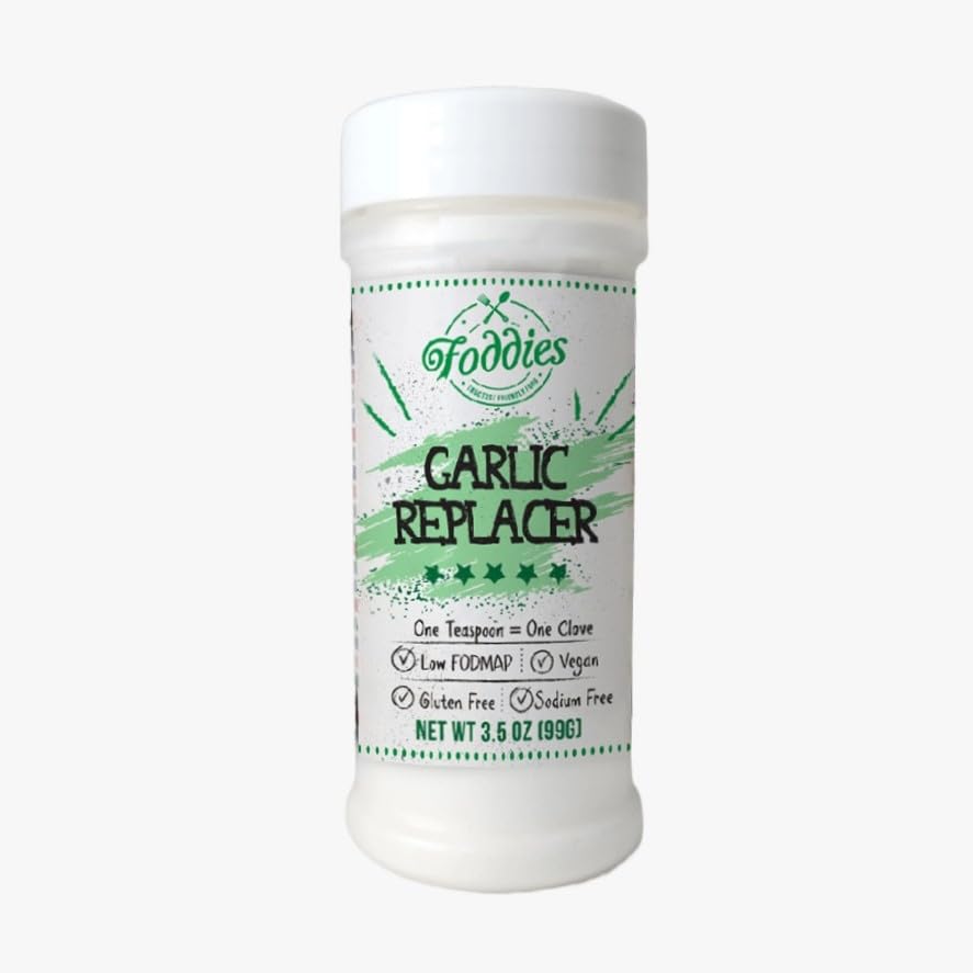 Foddies Garlic Replacer bottle delivers savory, IBS-friendly flavor.