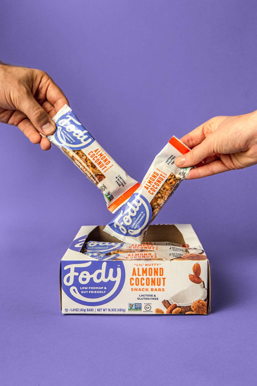 Fody almond coconut snack bar nut bite on a plate