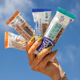 Fody almond coconut snack bar on-the-go with coffee