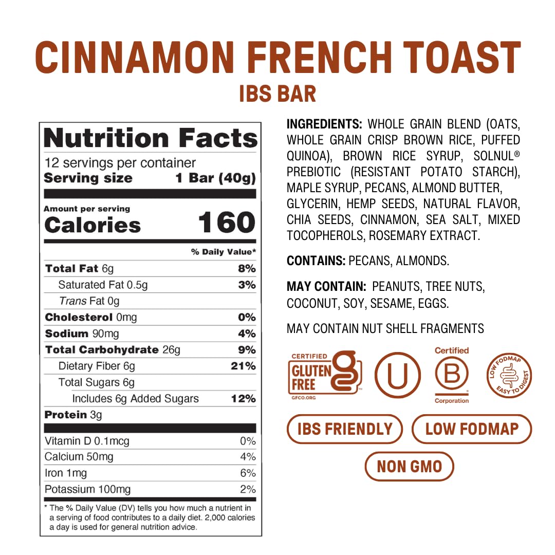 Ingredient slab of Fody Cinnamon French Toast Bars showing oats, quinoa, almond butter