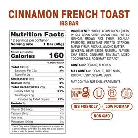 Ingredient slab of Fody Cinnamon French Toast Bars showing oats, quinoa, almond butter