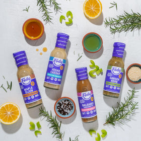 Kitchen scene with Fody Garden Herb Dressing ready to elevate meals.