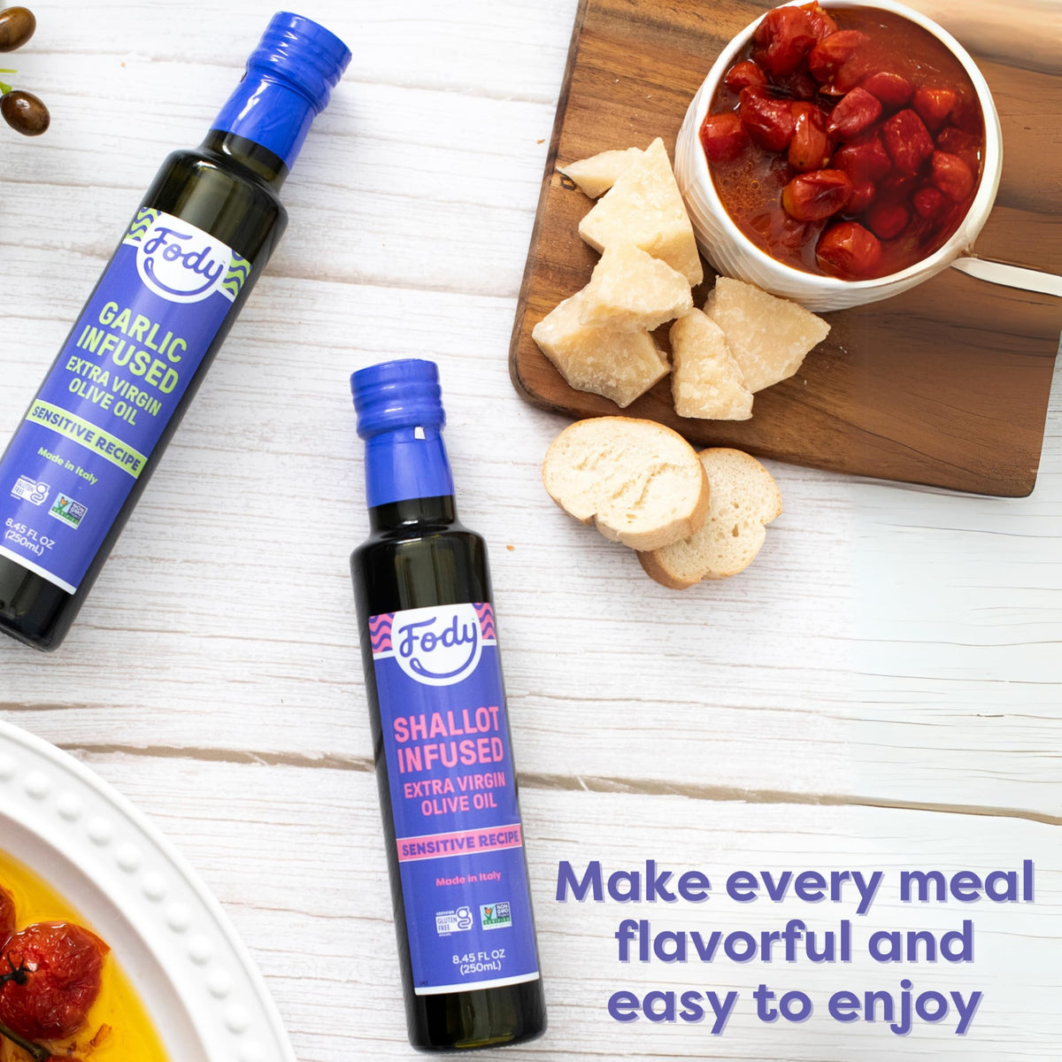 Italy-made Fody olive oil bottle packaging for home cooks