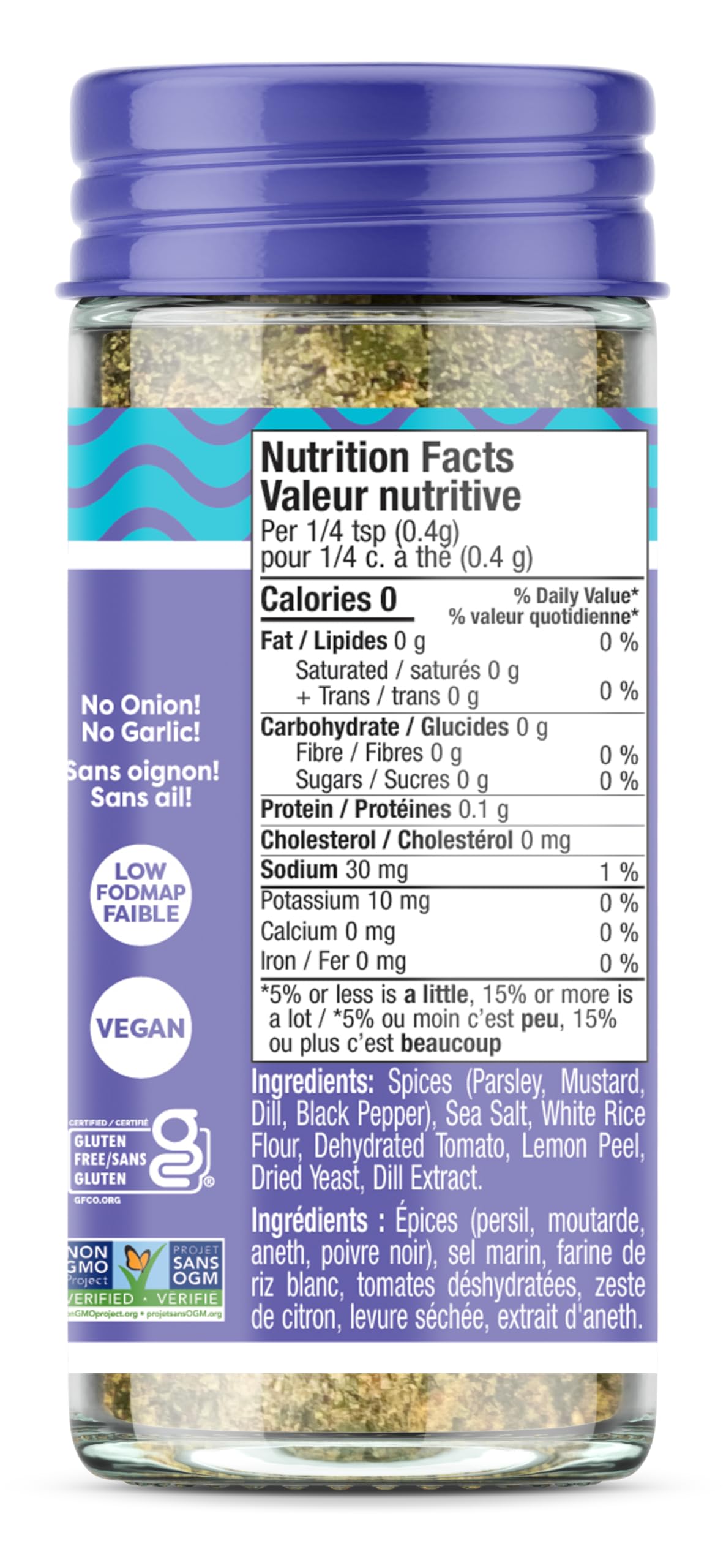 Fody Ranch Seasoning label showcasing gluten-free and vegan attributes.