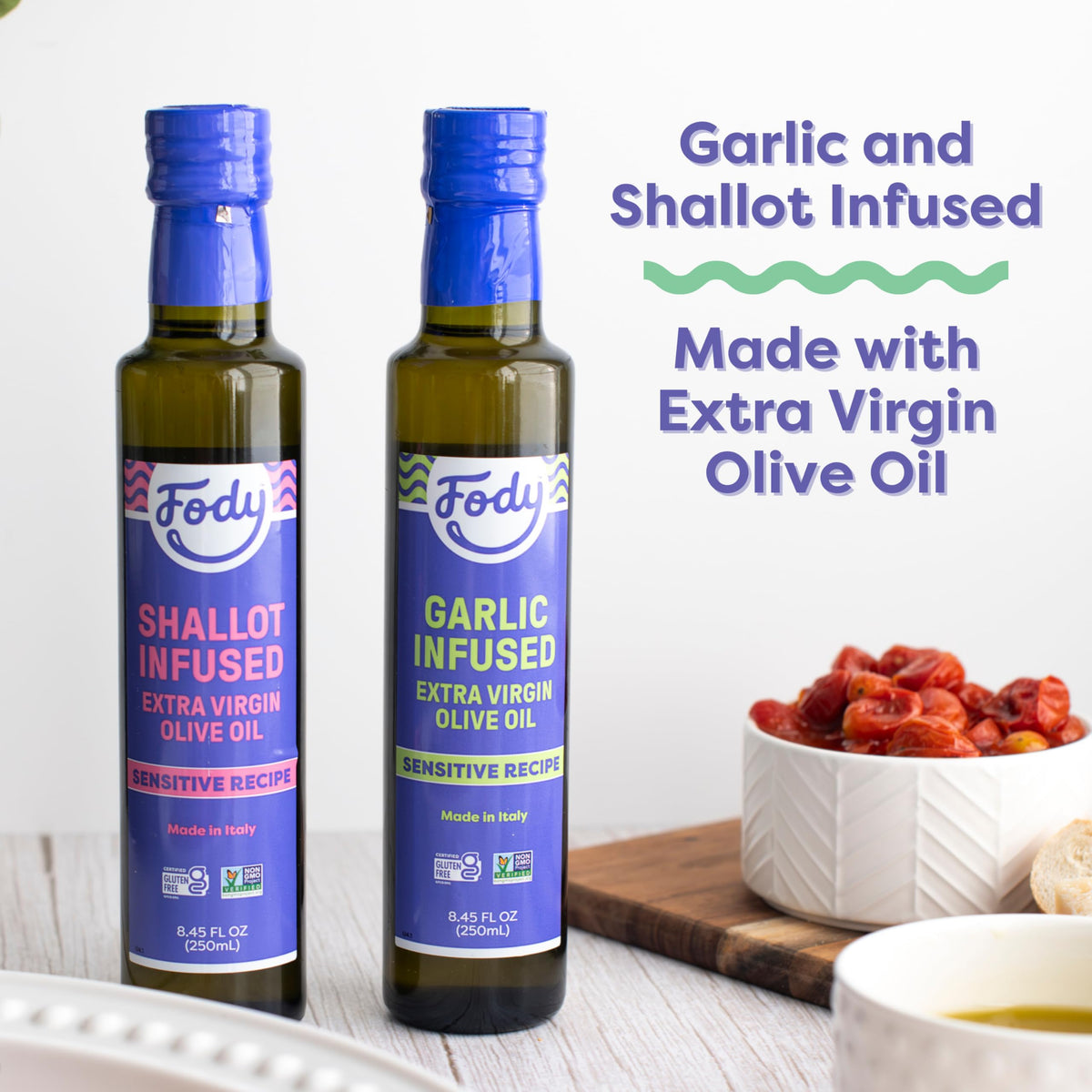 Salad dressed with Fody infused oil to enhance taste