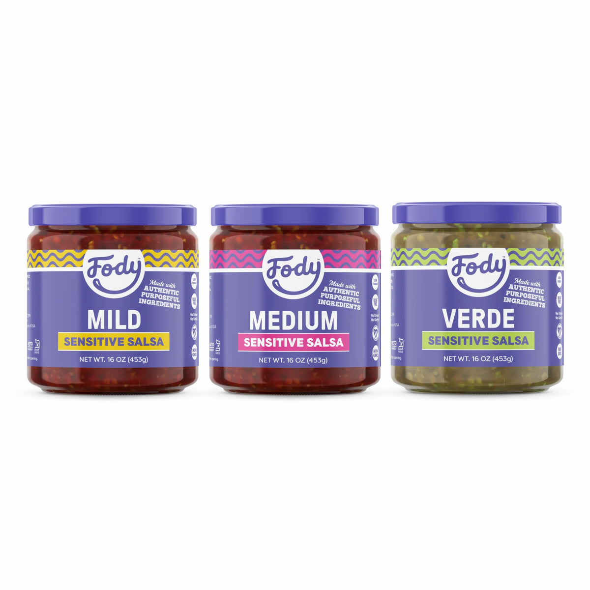 Fody Salsa Variety Pack with three bottles for quick flavor versatility