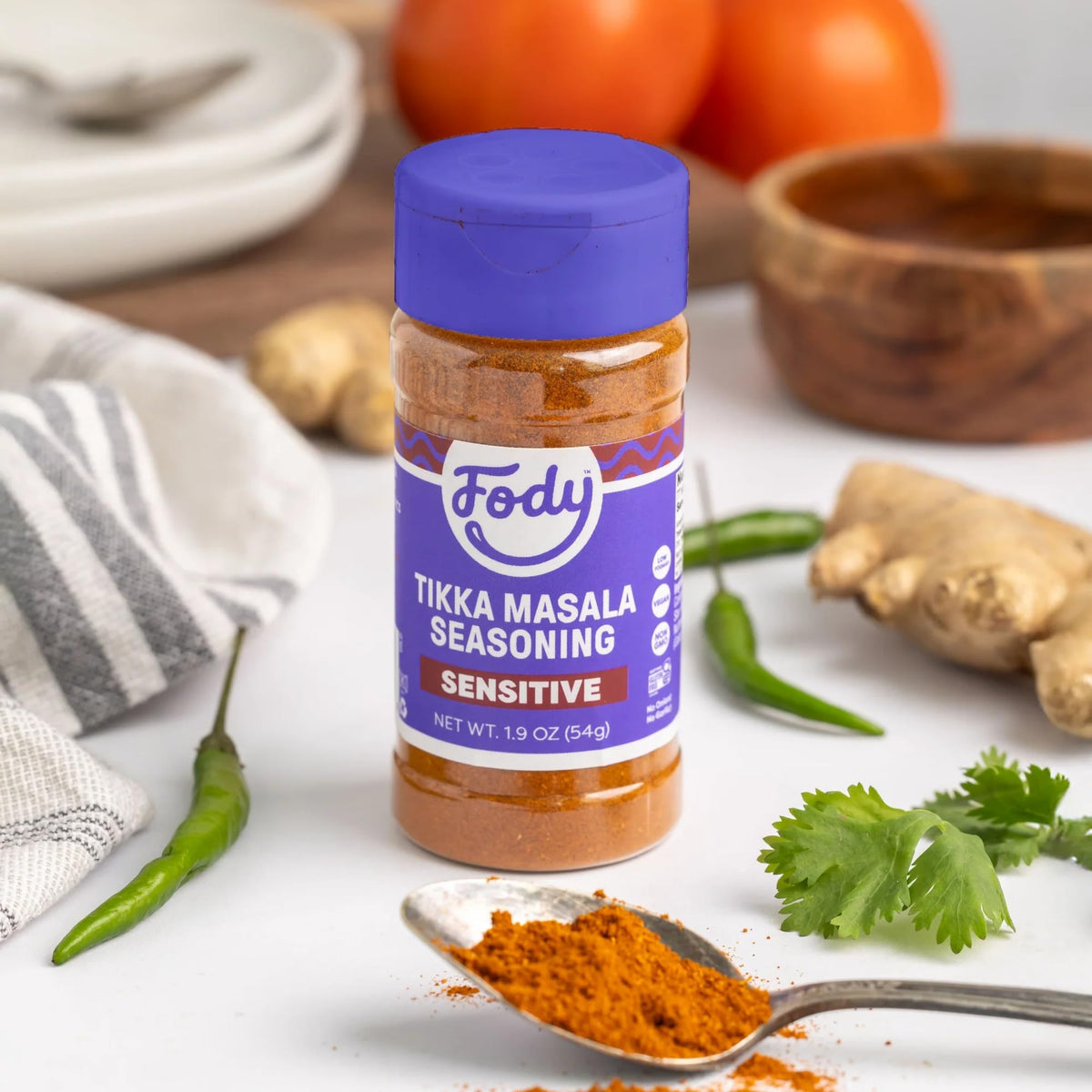 Close-up of Fody label highlights gluten-free and low FODMAP features