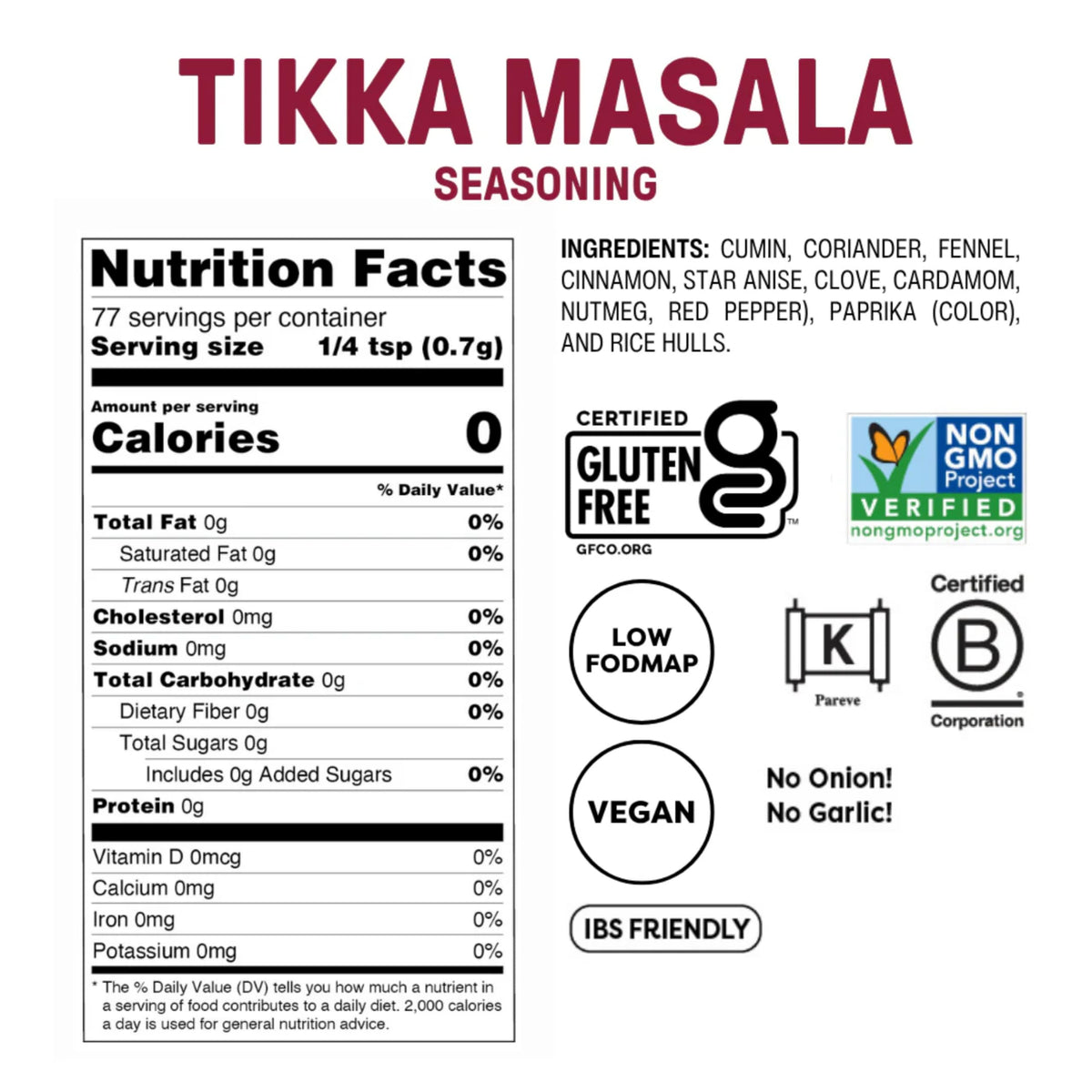 Fody spice jar label clearly shows allergen-free blend for vegan meals