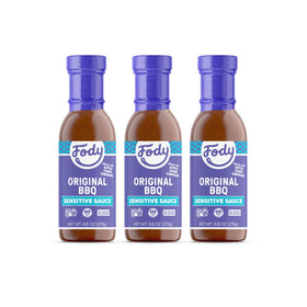 Fody Vegan BBQ Sauce bottle front — low FODMAP and gluten-free for IBS-friendly meals.