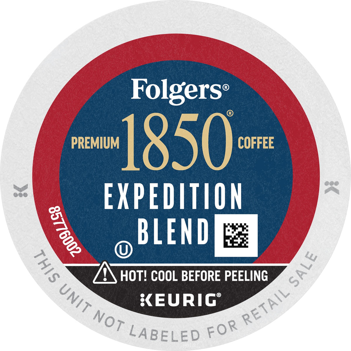 Folgers 1850 Expedition Blend K-Cups close-up reveals polished pods.