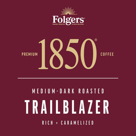 Folgers 1850 Trailblazer recyclable paper packaging detail for sustainability.