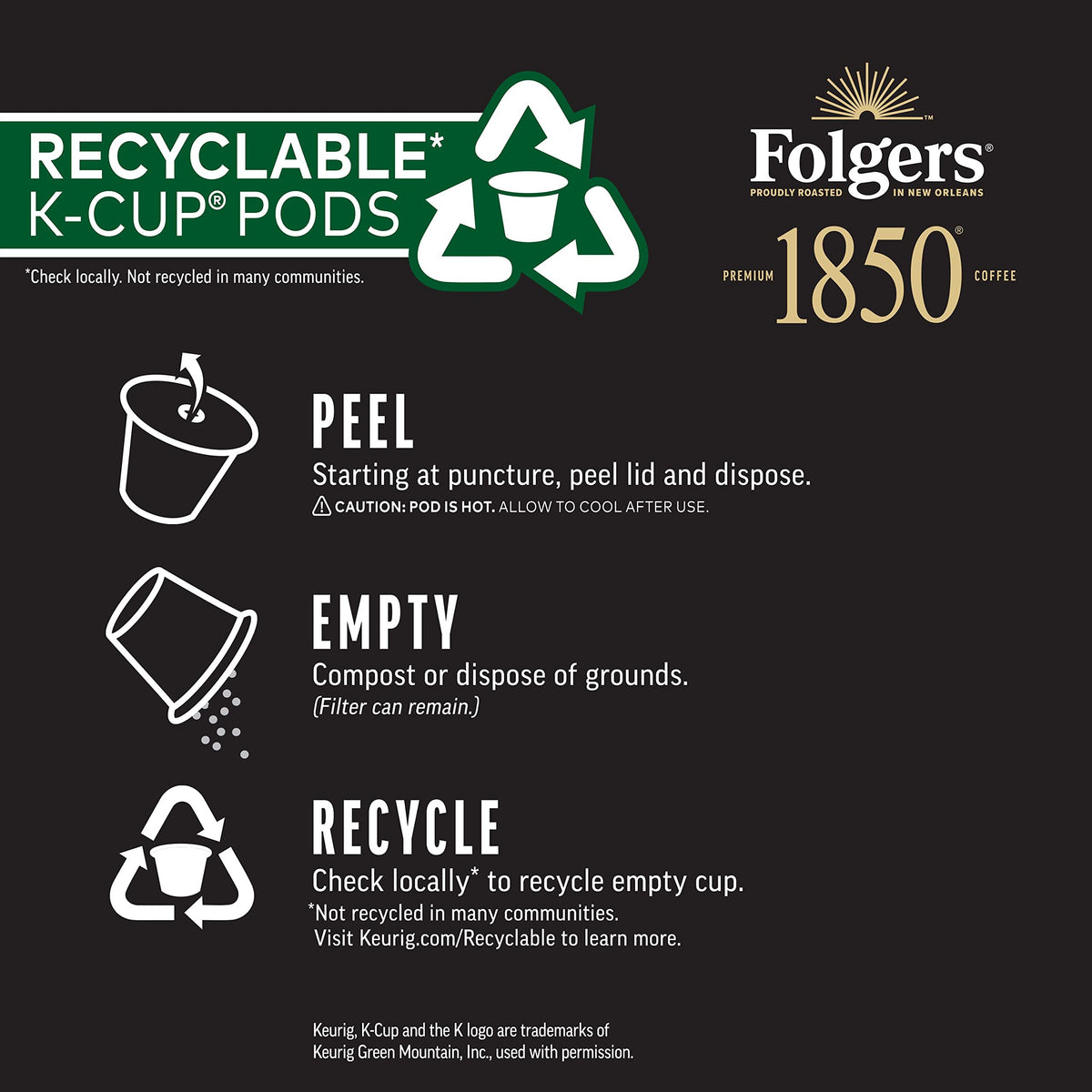 Folgers 1850 Trailblazer roast beans with rich aroma for a balanced cup.
