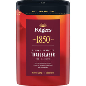 Folgers 1850 Trailblazer six-pack canisters front view for convenient home use.