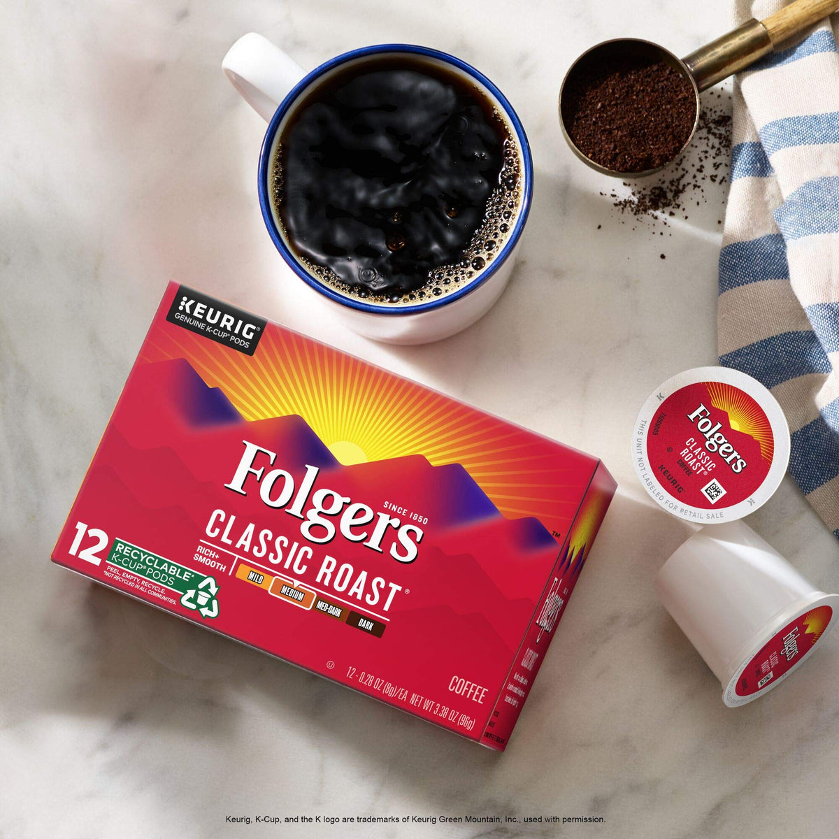 Folgers aroma rises during the cup, enhancing a cozy start to your day.