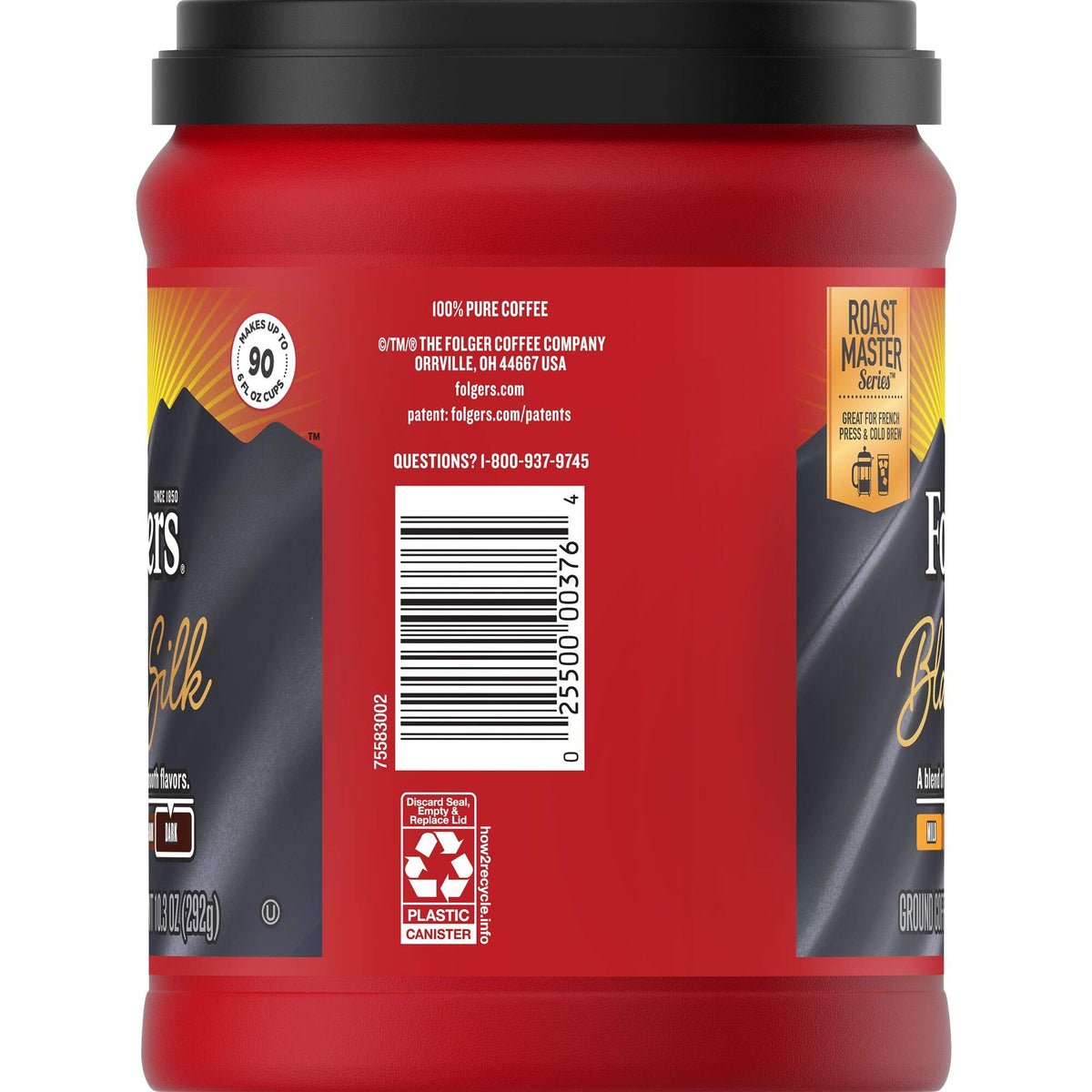 Folgers Black Silk brewed cup steaming with rich aroma