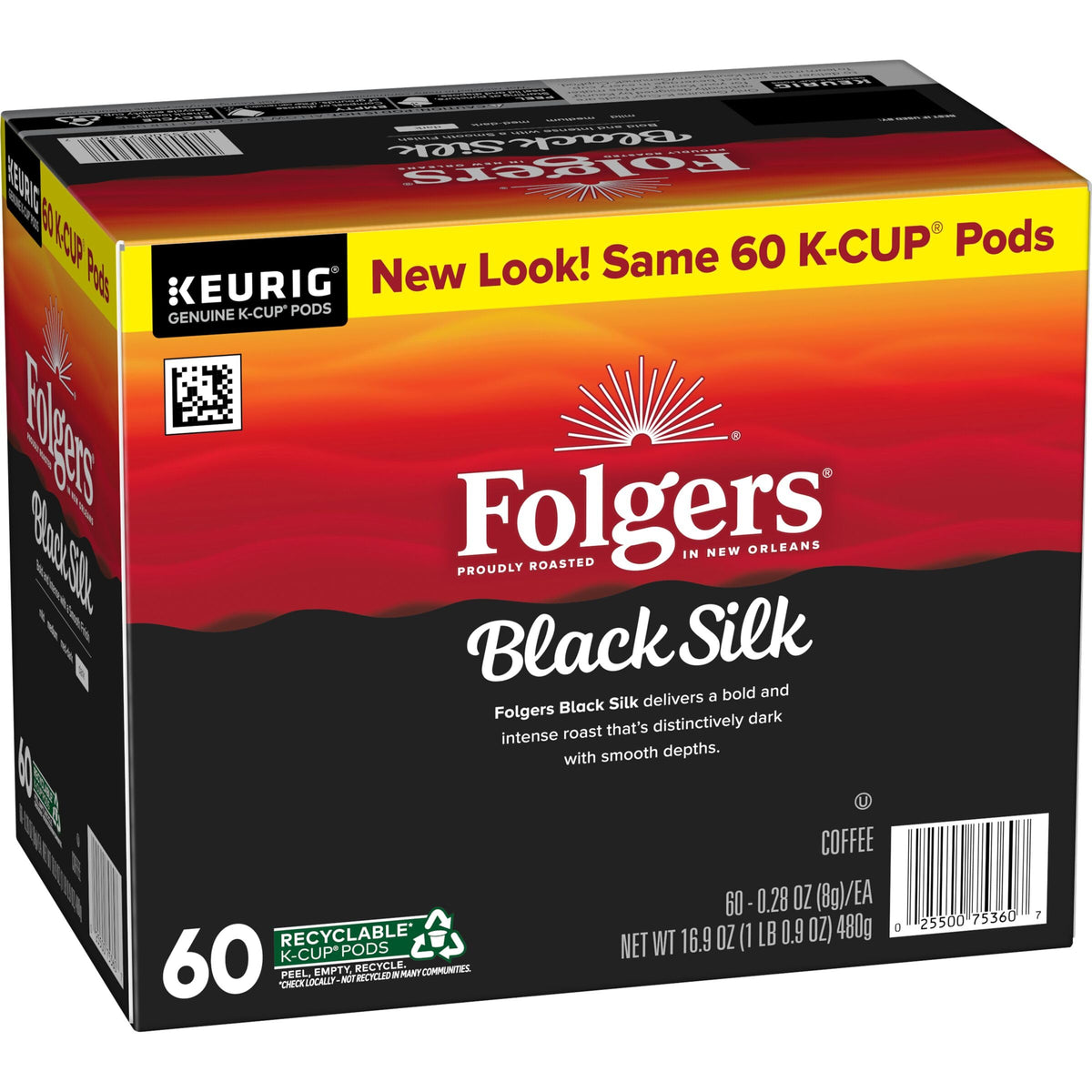 Folgers Black Silk pods in a dispenser enable quick, mess-free brewing.
