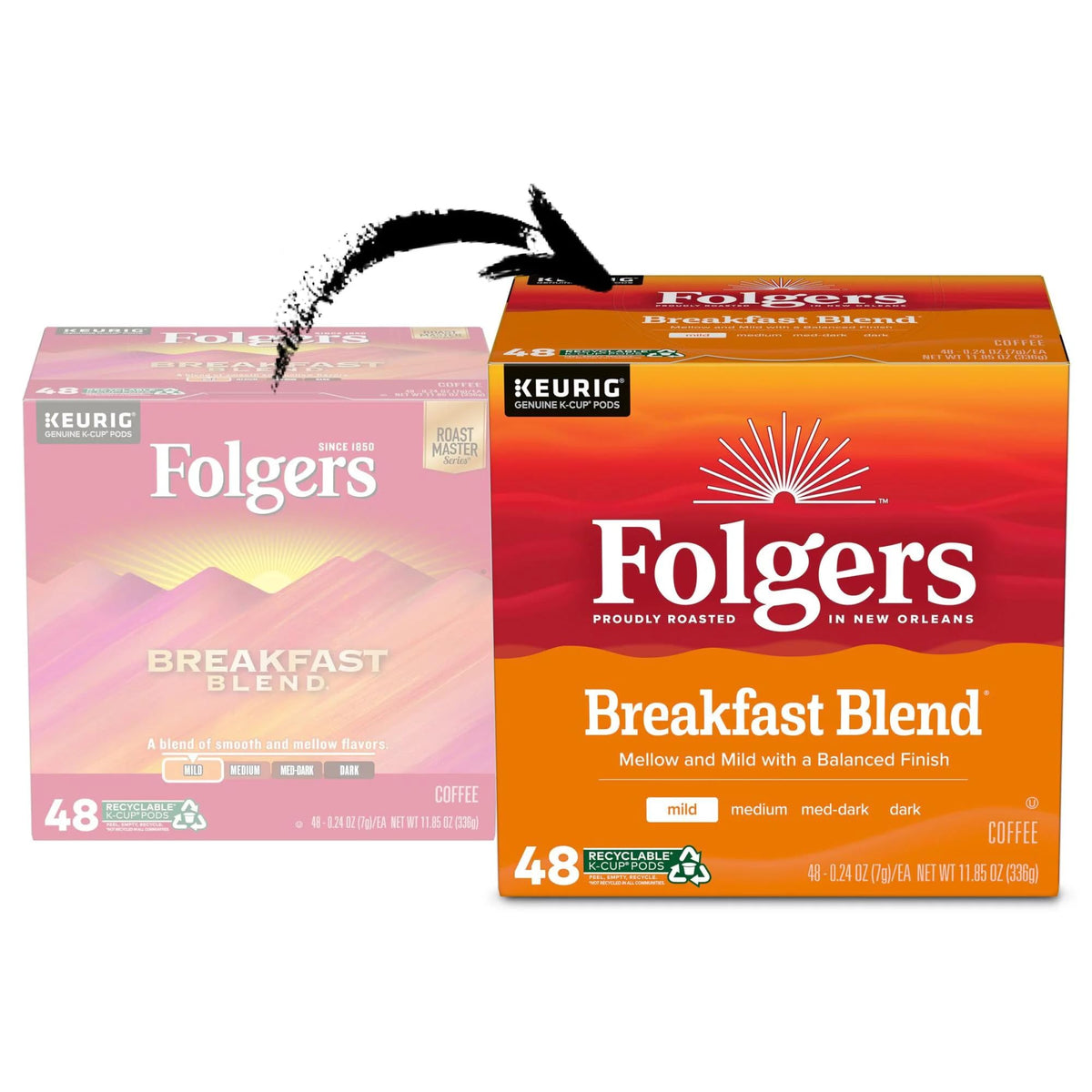 Aromatic Folgers Breakfast Blend fills the kitchen with welcoming aroma.