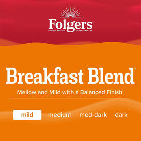 Folgers Breakfast Blend brew with mug scene for everyday coffee rituals.