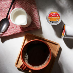 Folgers Breakfast Blend box with Keurig-compatible pods, highlighting simple single-serve convenience.