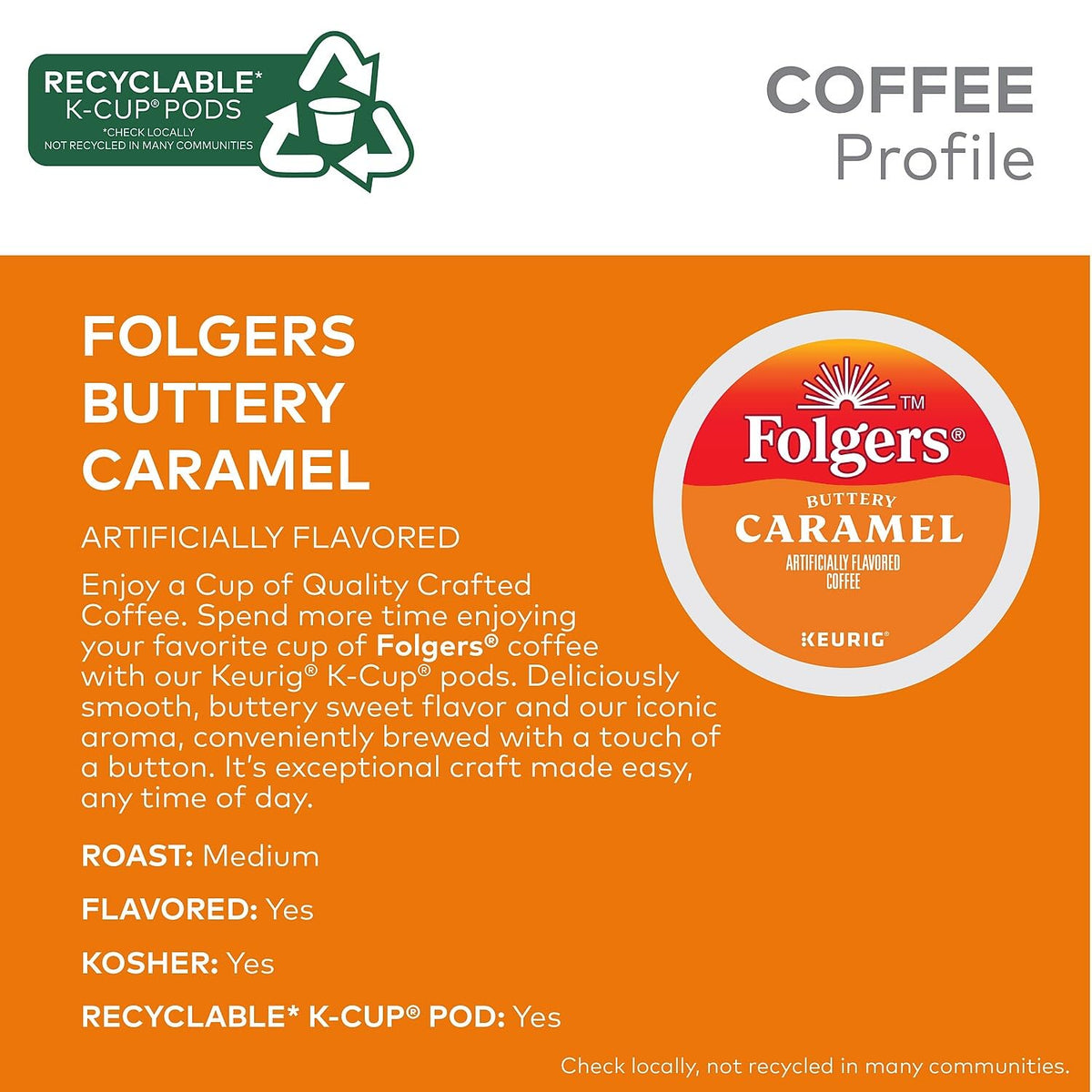 Folgers Caramel Drizzle brew glowing on a cozy kitchen setup.