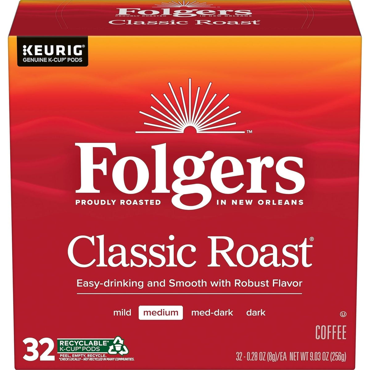 4-pack Folgers Classic Roast for easy shopping