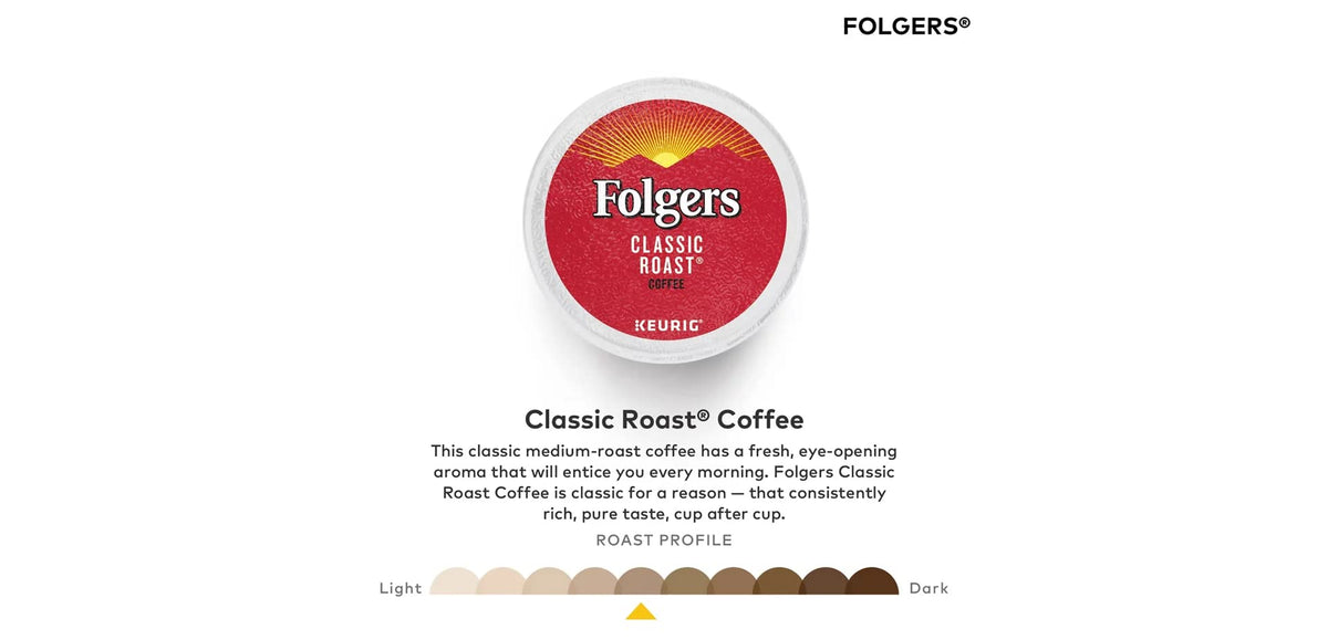 Close-up of Folgers Classic Roast brew with rich aroma in a mug.