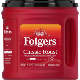 Ground coffee ready for a reliable brew with Folgers Classic Roast