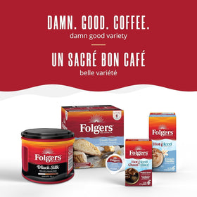 Folgers Classic Roast coffee pour over mug demonstrates everyday morning ritual.