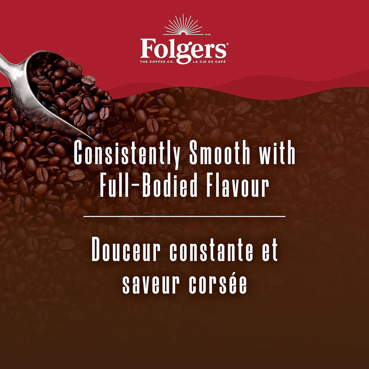 Folgers Classic Roast ground coffee 816g features rich aroma and versatile use.