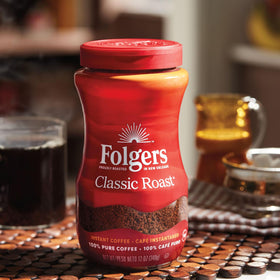 Folgers Classic Roast instant coffee used to make cold whipped coffee.