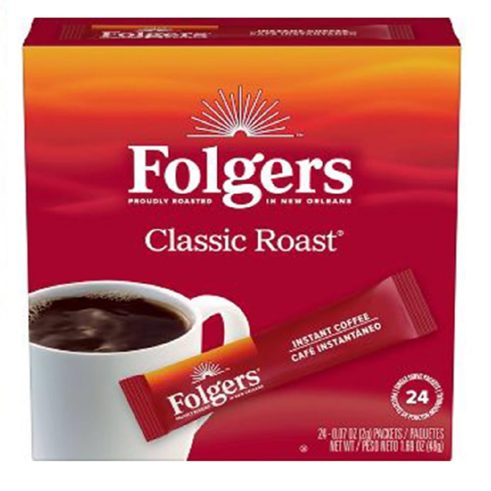 Folgers Classic Roast single-serve packet ready for fast, flavorful brews.