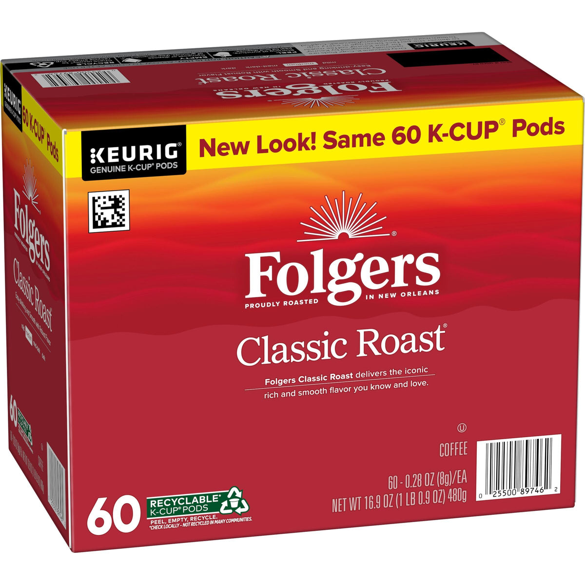 Close-up of Folgers Classic Roast K-Cup pods with rich aroma
