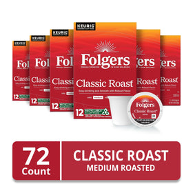 Folgers Classic Roast K-Cup pods brew easily in Keurig machines for a fast cup.