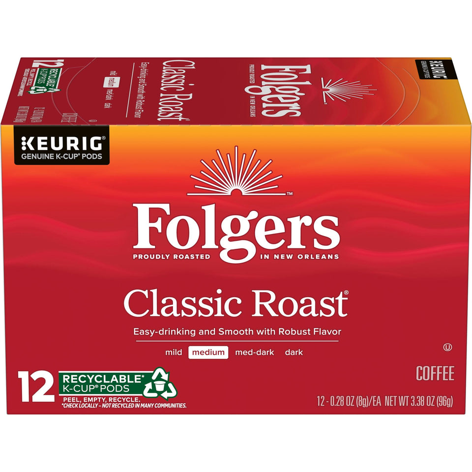 Folgers Classic Roast K-Cup pods pack for quick, convenient brewing.