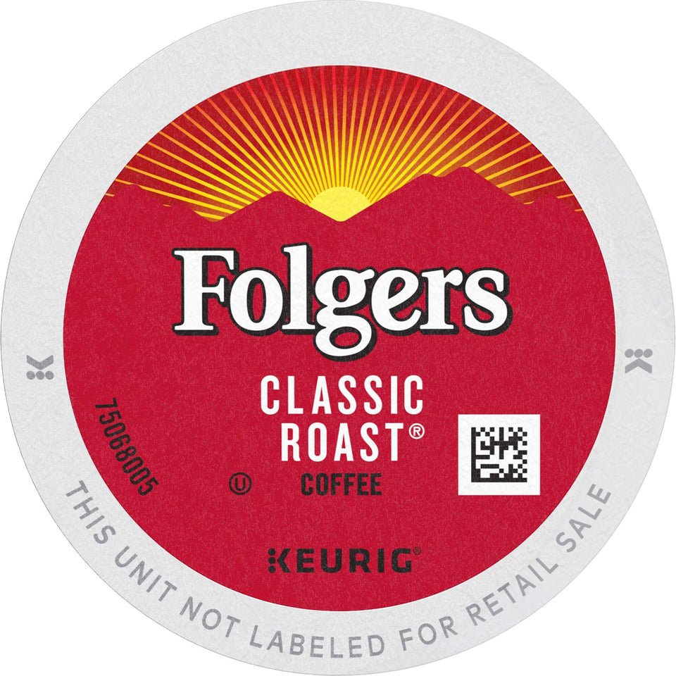 Folgers Classic Roast K-Cup pods ready for quick, smooth morning brew.