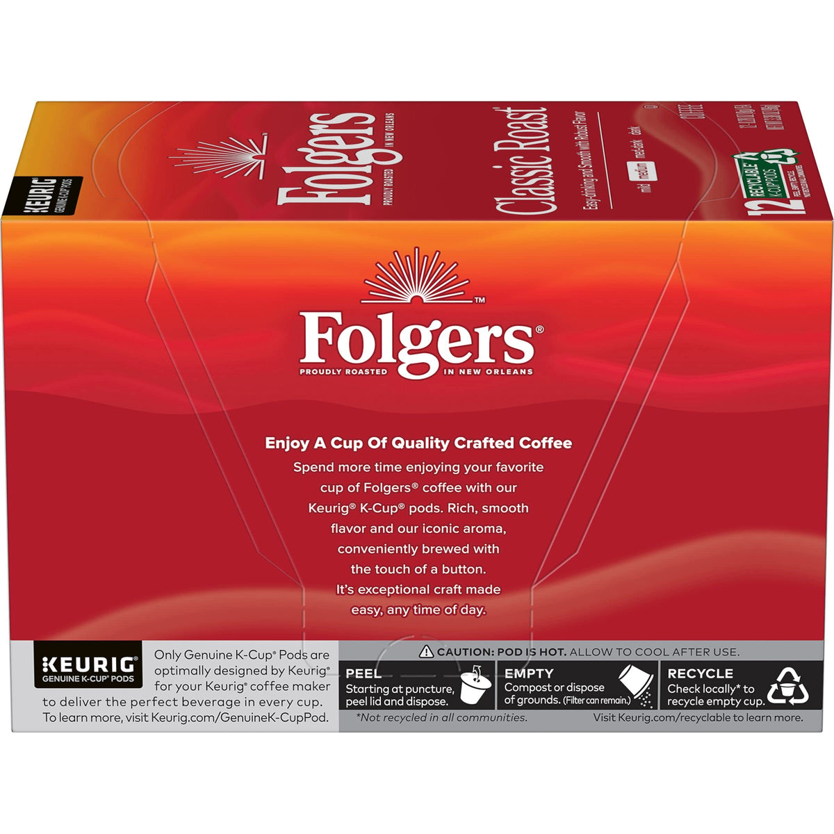 Folgers Classic Roast Keurig brewing pod designed for fast mornings.