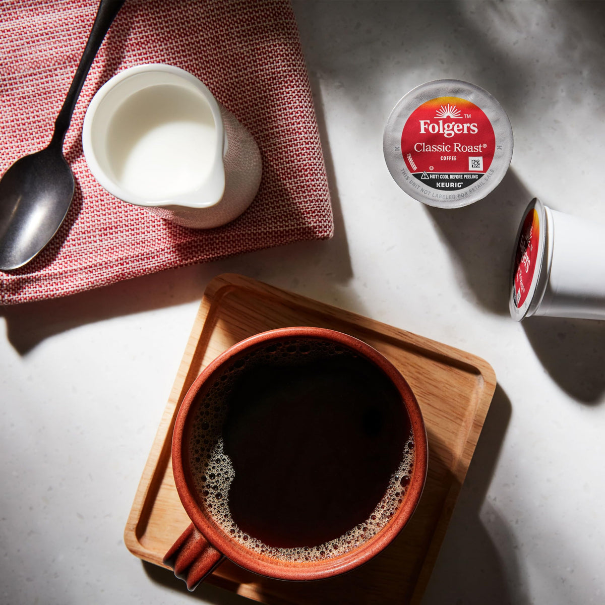 Six-box Folgers Classic Roast pack ready for daily use