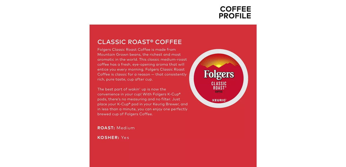 A steaming Folgers Classic Roast cup, inviting morning aroma.