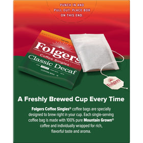 Folgers medium roast decaf uses mountain-grown beans for deeper flavor.