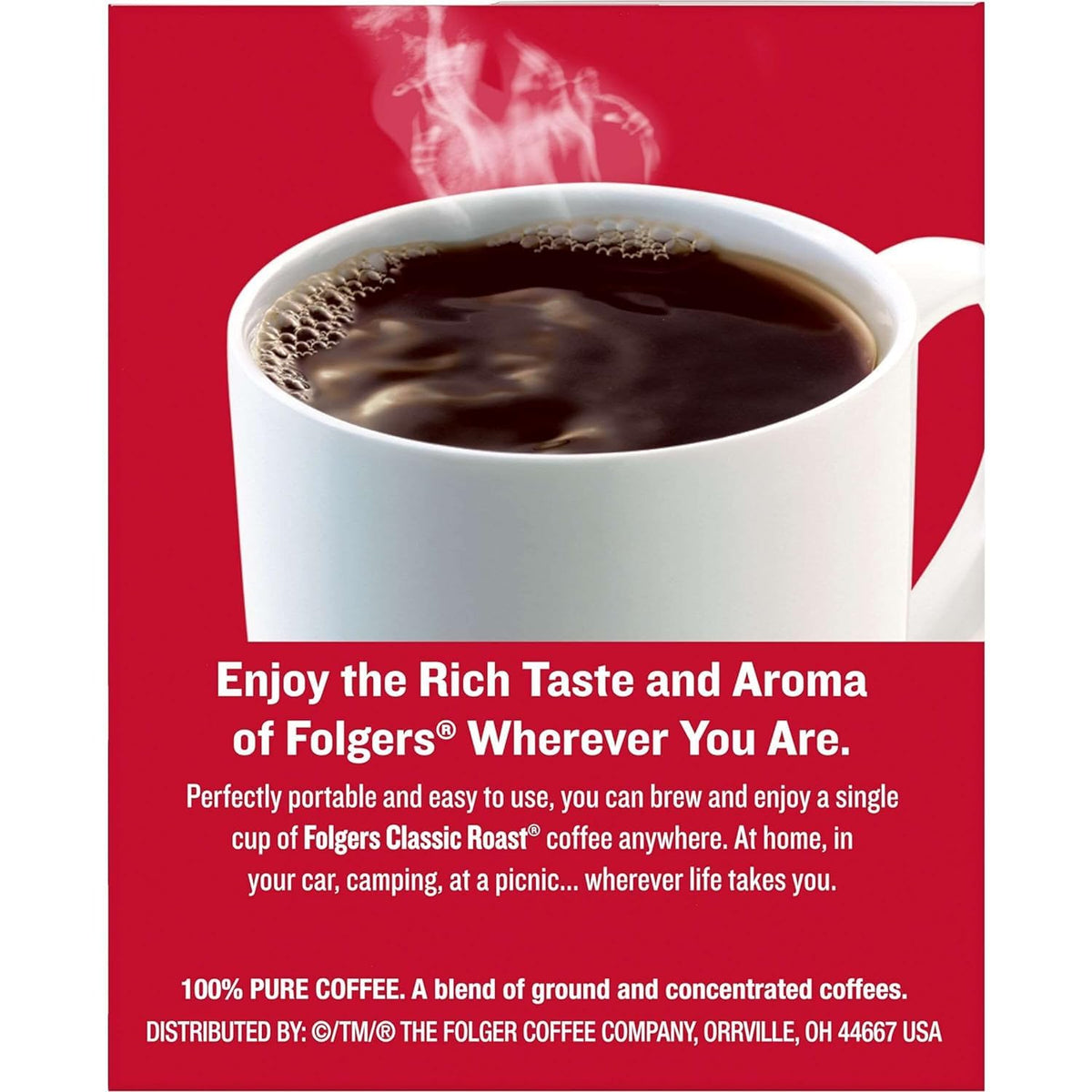 Folgers Coffee Singles Classic Roast aroma profile; inviting morning scent.