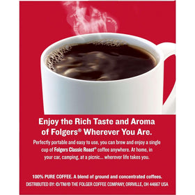 Folgers Coffee Singles Classic Roast aroma profile; inviting morning scent.