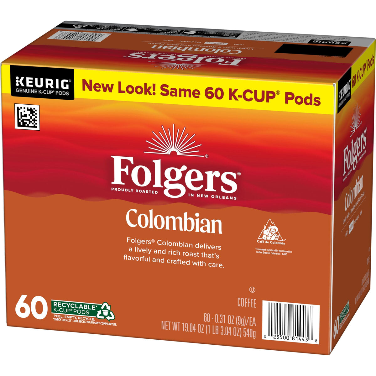 Folgers Colombian coffee medium roast in a cup showing balanced flavor.