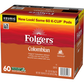 Folgers Colombian coffee medium roast in a cup showing balanced flavor.